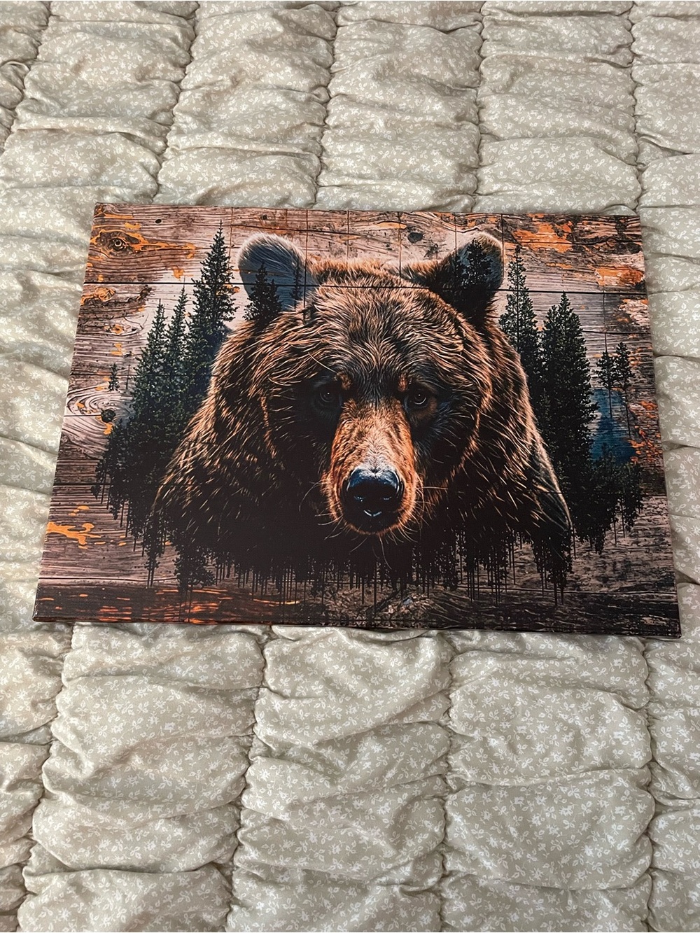 Rustic Brown Bear Wall Art - Brown